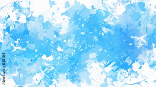 Vibrant Blue Watercolor Splash with Splatters