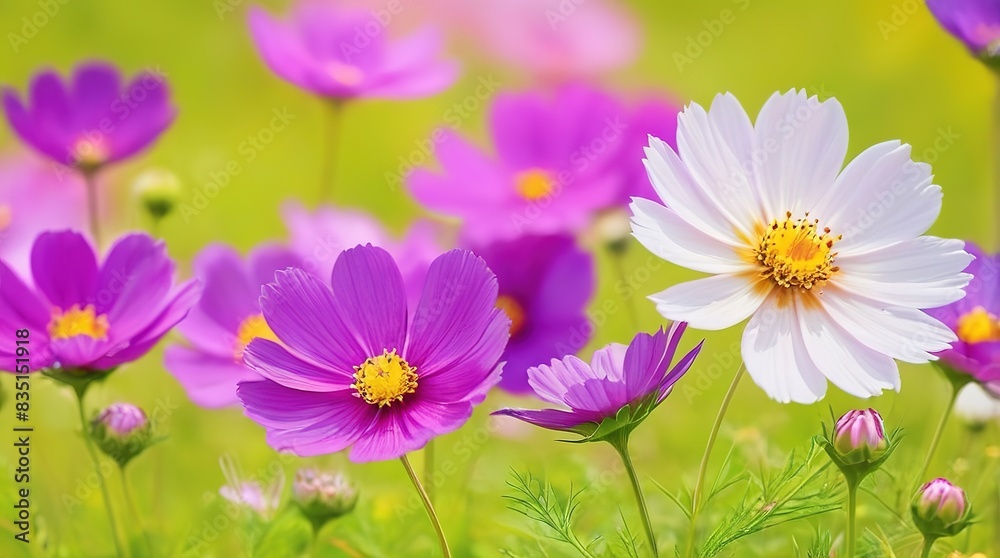 Fototapeta premium Beautiful colorful flowers, flower field in spring
