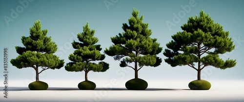 A collection of 3D illustrated Juniperus sabina photo
