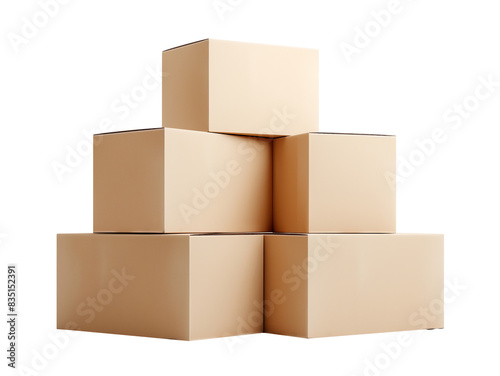 stack of cardboard boxes isolated on transparent background
