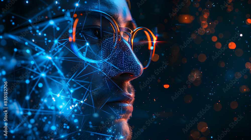 Photo realistic image of a Supply Chain Manager embracing AI logistics concept, showcasing the fusion of human expertise with artificial intelligence for optimized supply chain man Photo realistic image of a Supply Chain Manager embracing AI logistics concept, showcasing the fusion of human expertise with artificial intelligence for optimized supply chain man