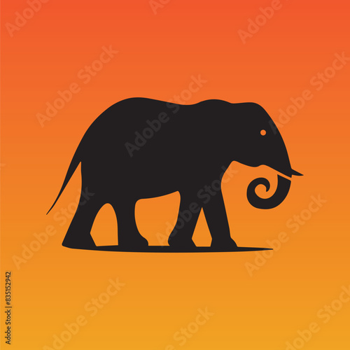 Elephant Silhouette with Sunset Background EPS Vector - Perfect for Wildlife Themed Art and Eco Posters
