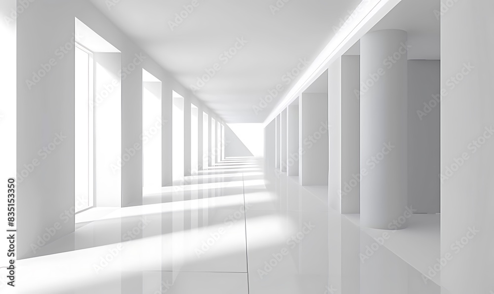 Fototapeta premium Empty white hall. Vector illustration.