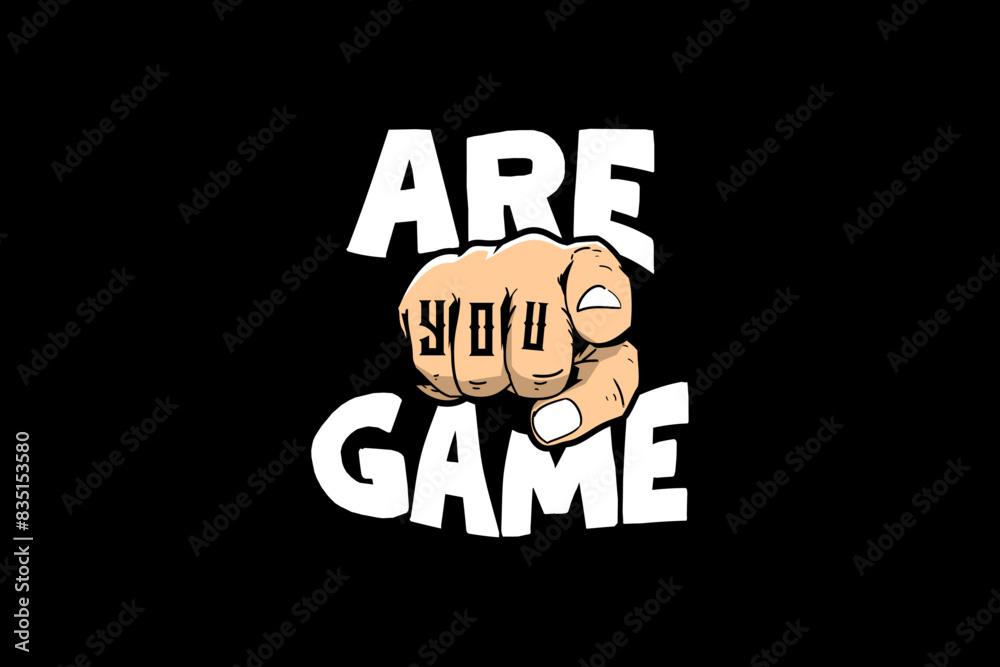 hand pointing with word ARE YOU GAME vector image template hand pointing with word ARE YOU GAME vector image template