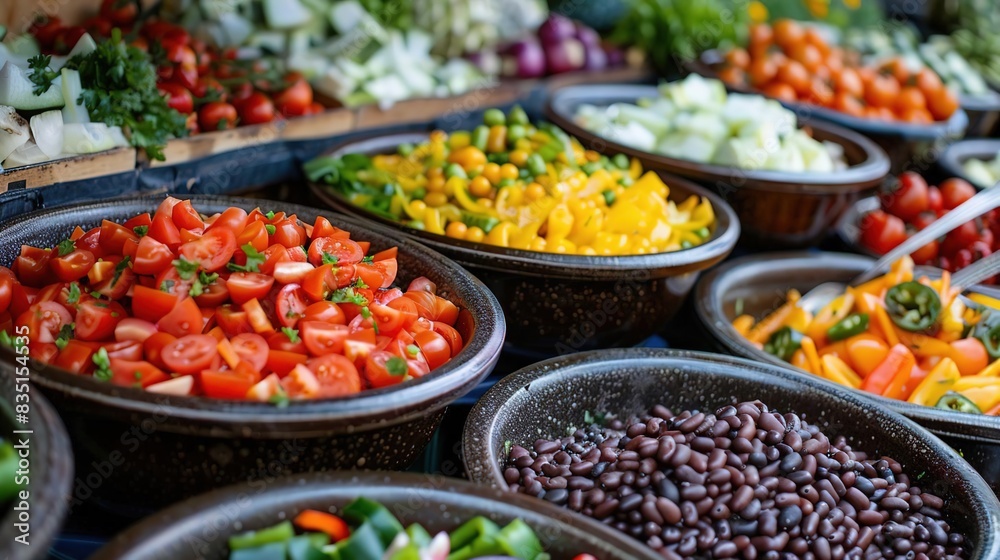 Assortment of fresh ingredients for a delicious salad. Assortment of fresh ingredients for a delicious salad.