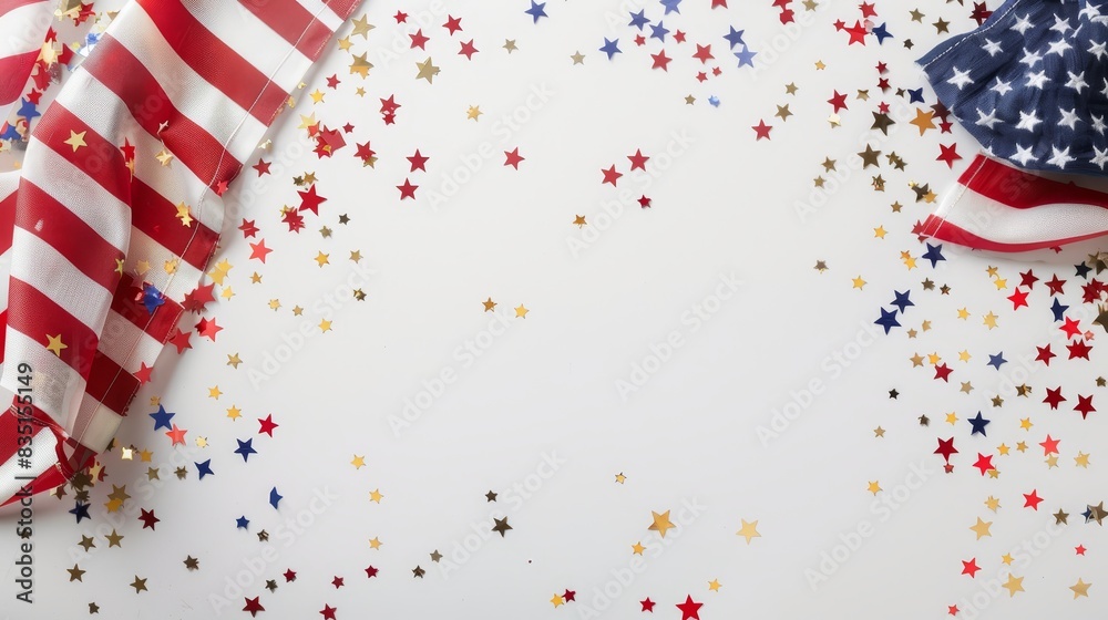 Obraz premium American flag and celebratory props with clear copy space