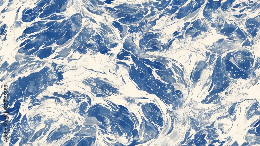 Blue and White Marble Abstract Pattern