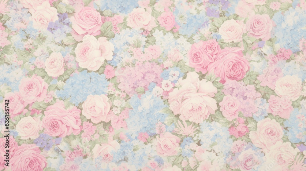 Pastel Floral Pattern with Pink and Blue Flowers Pastel Floral Pattern with Pink and Blue Flowers