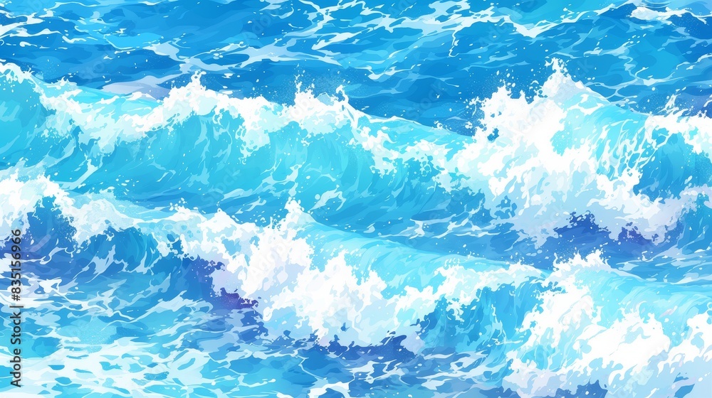Obraz premium Blue Ocean Waves with Dynamic Movement
