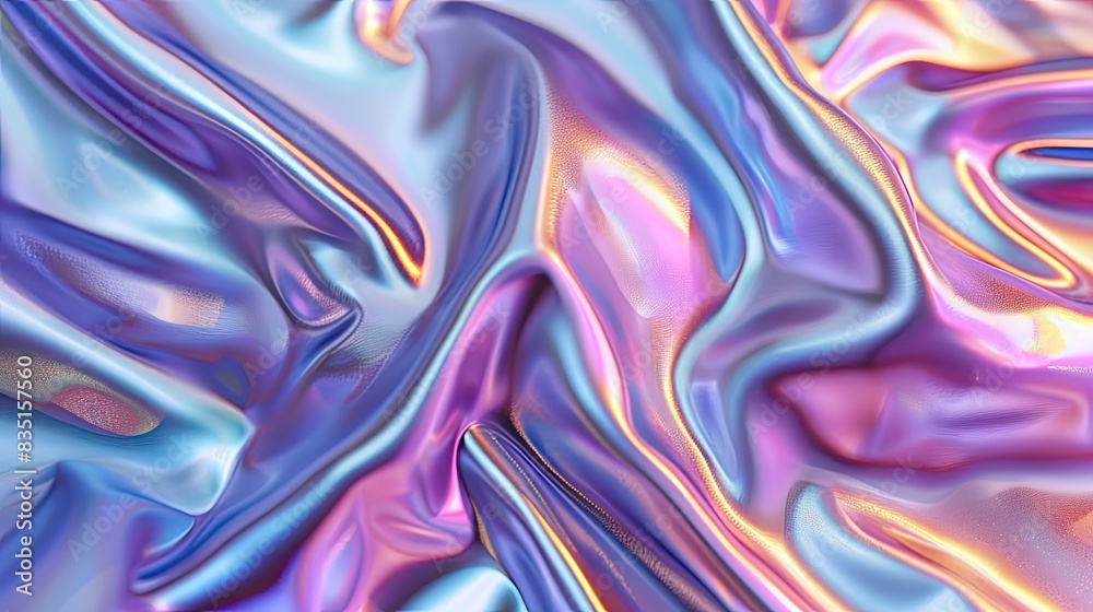 Fototapeta premium Abstract holographic iridescent neon liquid metal texture background. Colorful abstract gleaming fluid material..