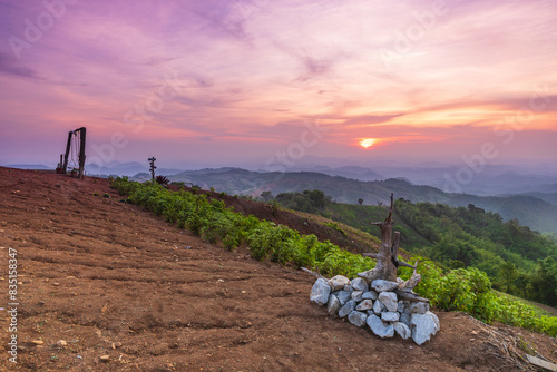 Beautiful sunrise in the morning at Loei Province, Thailand.