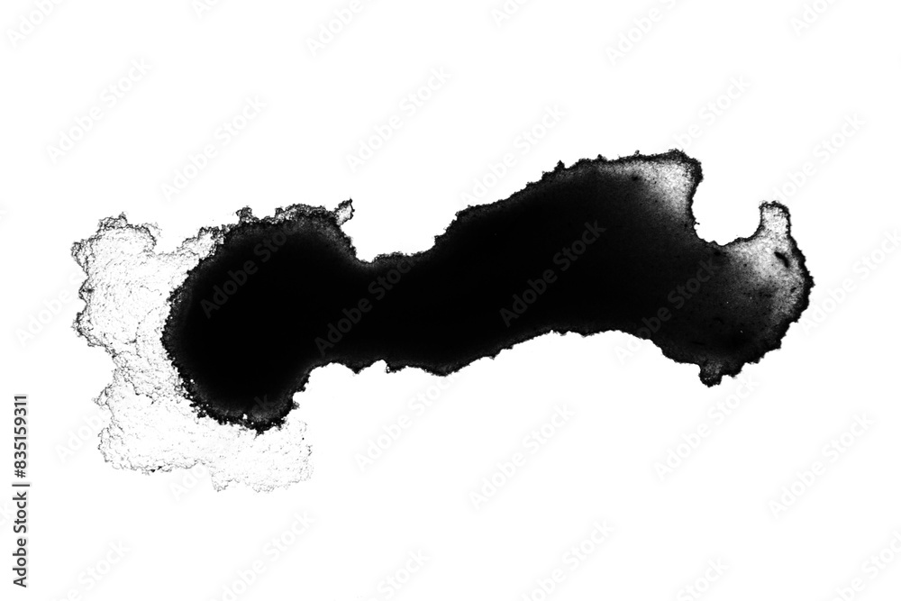 Fototapeta premium black paint or ink stain spilled in the form of a spot or splash on a blank background