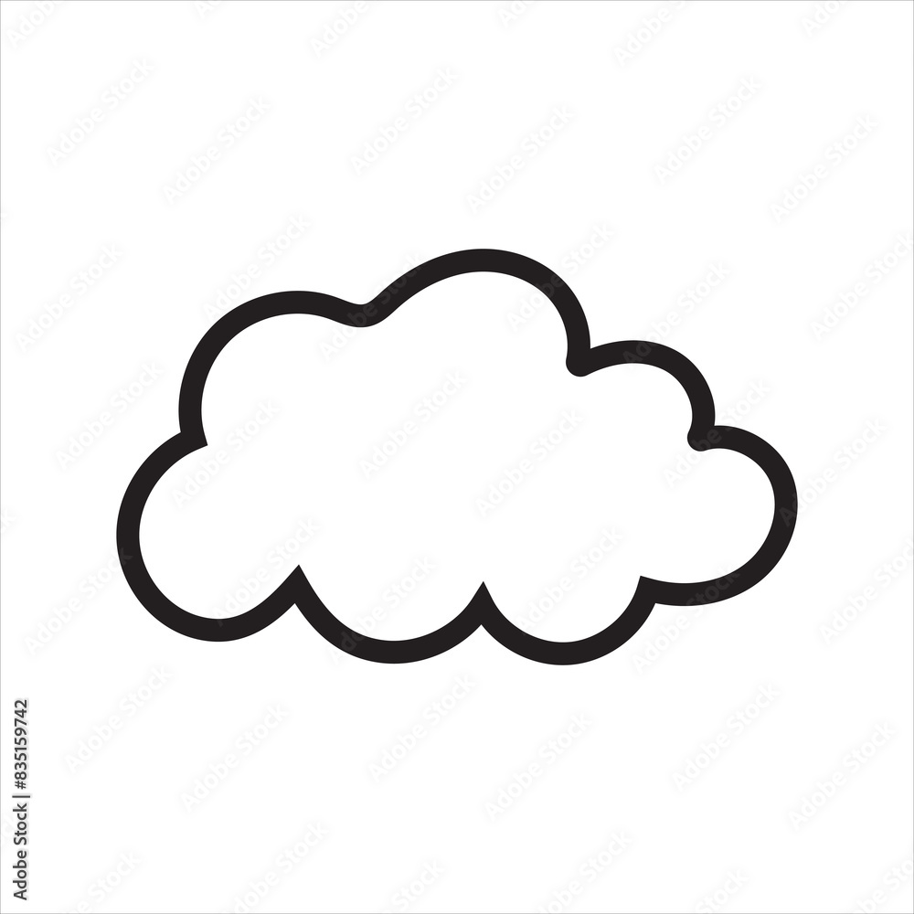 Cloud hand painted with brush. Doodle cloud icon. Png clipart isolated on white background. EPS 10/AI