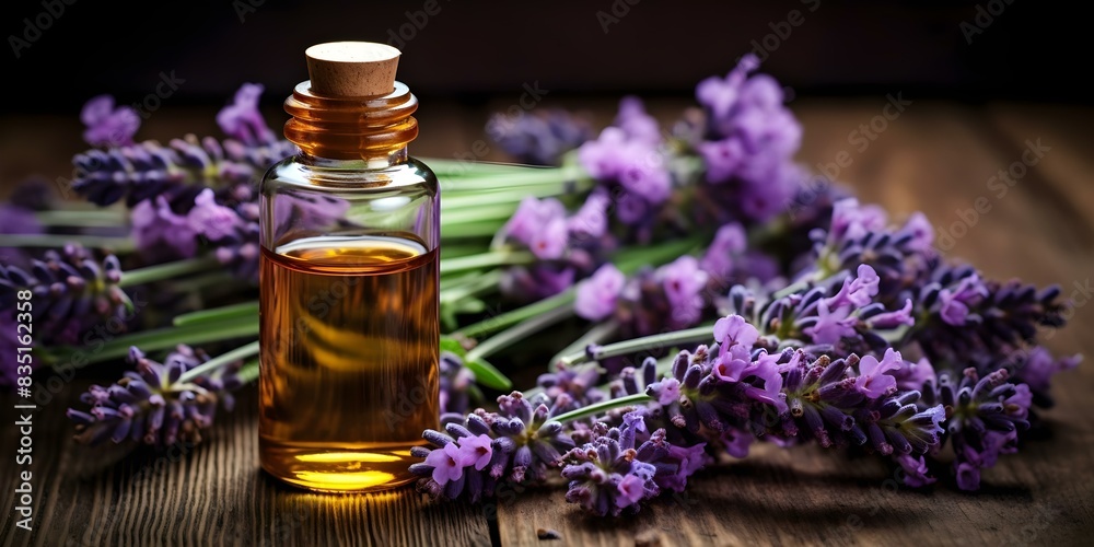 Lavender Flowers and Essential Oils on Rustic Wooden Background with Natural Light. Concept Lavender Flowers, Essential Oils, Rustic Wood Background, Natural Light, Aromatherapy Lavender Flowers and Essential Oils on Rustic Wooden Background with Natural Light. Concept Lavender Flowers, Essential Oils, Rustic Wood Background, Natural Light, Aromatherapy