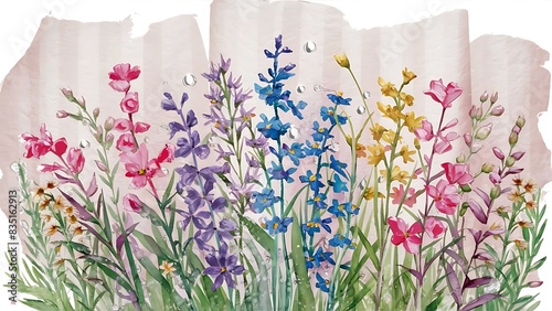 Different wild flowers on paper background