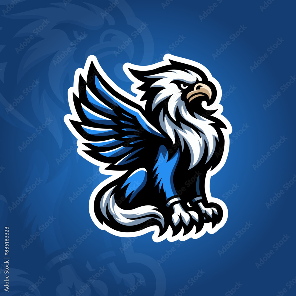 Obraz premium Logo de Mascota Grifo Mitológico - Diseño Vectorial Limpio