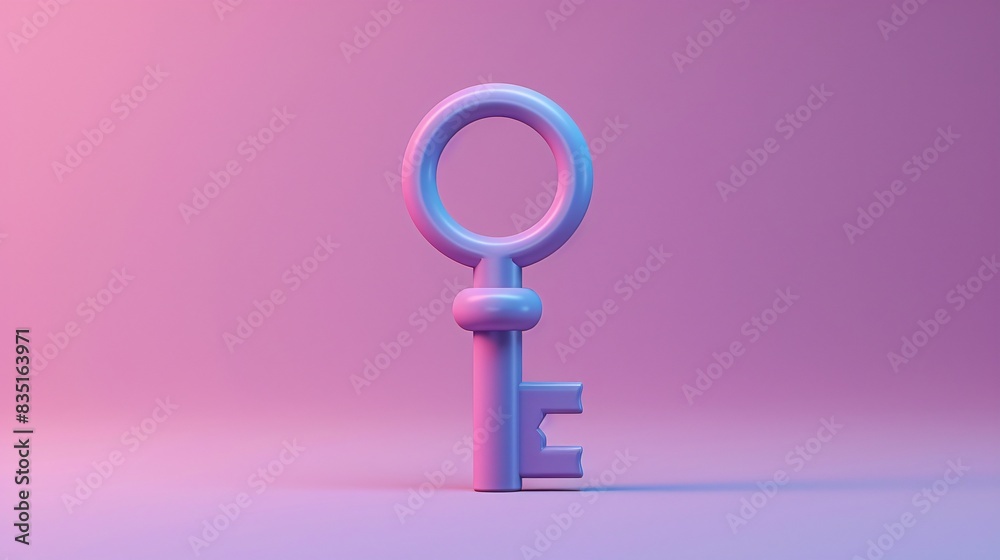 A vibrant image featuring a blue key against a pastel pink background, offering a modern and stylish representation of security and access concepts. 3D Illustration. A vibrant image featuring a blue key against a pastel pink background, offering a modern and stylish representation of security and access concepts. 3D Illustration.
