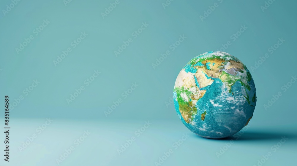Beautiful image of Earth against a pastel blue background, highlighting global environmental awareness and nature's beauty. 3D Illustration. Beautiful image of Earth against a pastel blue background, highlighting global environmental awareness and nature's beauty. 3D Illustration.