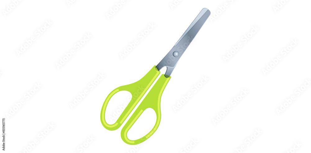 Stationery Green Scissor Isolated On White Background, School Scissor Business Item Vector Illustration. Stationery Green Scissor Isolated On White Background, School Scissor Business Item Vector Illustration.