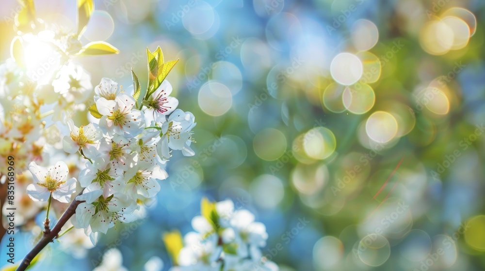 Fresh spring blossoms of fruit trees in the radiant summer sun Fresh spring blossoms of fruit trees in the radiant summer sun