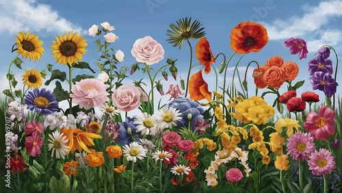 A lot of different flowers