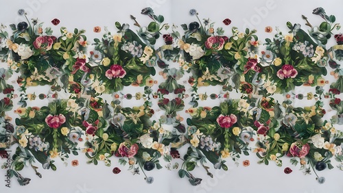 Pattern of flowers on white background top view