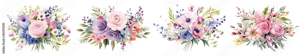 Flower bouquet watercolor set Flower bouquet watercolor set
