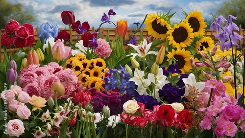 A lot of different flowers