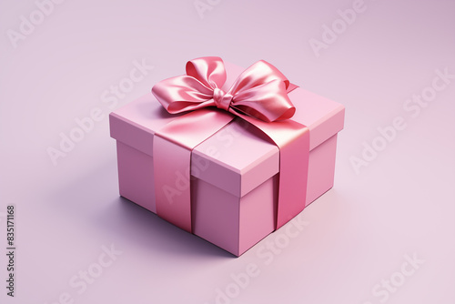 there is a pink gift box with a pink bow on it