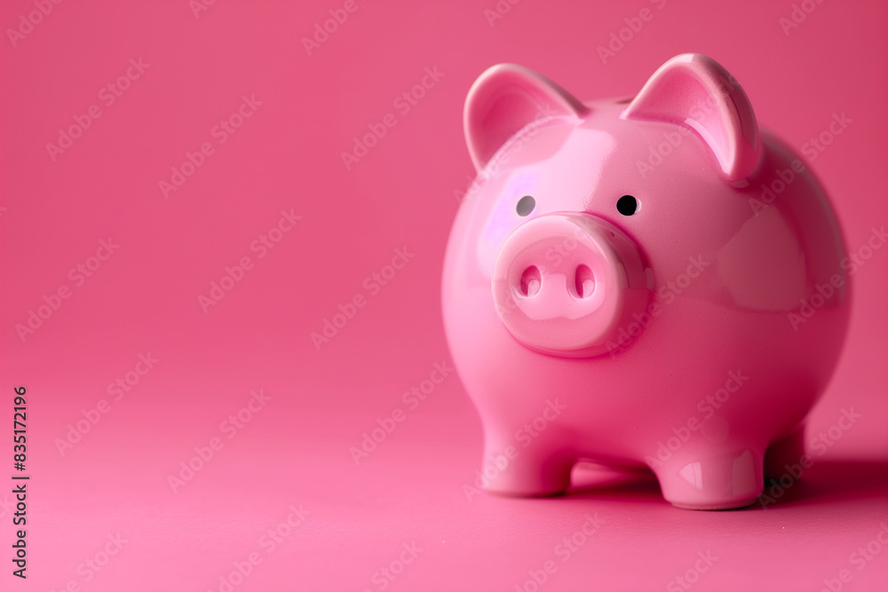 pink piggy bank with pink background. pink piggy bank with pink background.