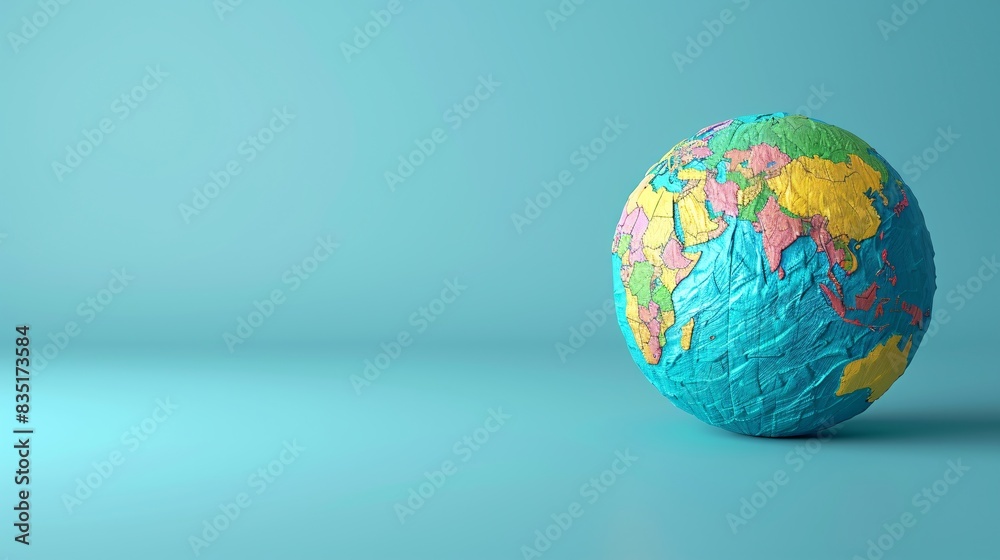 Colorful globe against a blue background, symbolizing global connection, travel, and world geography. Ideal for educational and travel-related content. 3D Illustration. Colorful globe against a blue background, symbolizing global connection, travel, and world geography. Ideal for educational and travel-related content. 3D Illustration.