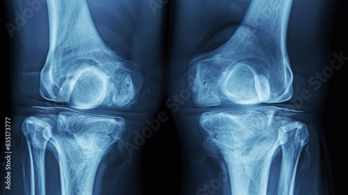 Detailed X-Ray of Osteoarthritis Affected Knee Joint in Medical Setting © nialyz