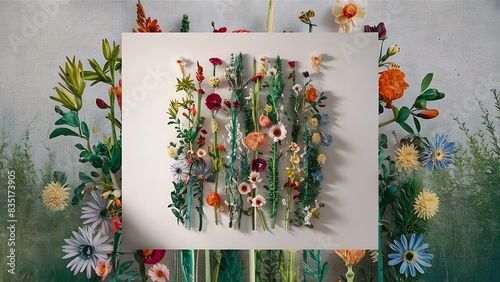 Creative pattern made of colorful flowers minimal style flat lay nature aesthetic background