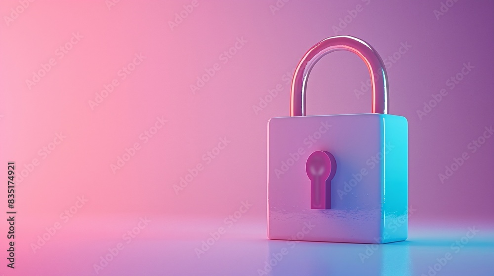 Colorful padlock on gradient background. Symbol of security, protection, and safety in modern technology. Perfect for illustrating cybersecurity concepts. 3D Illustration. Colorful padlock on gradient background. Symbol of security, protection, and safety in modern technology. Perfect for illustrating cybersecurity concepts. 3D Illustration.
