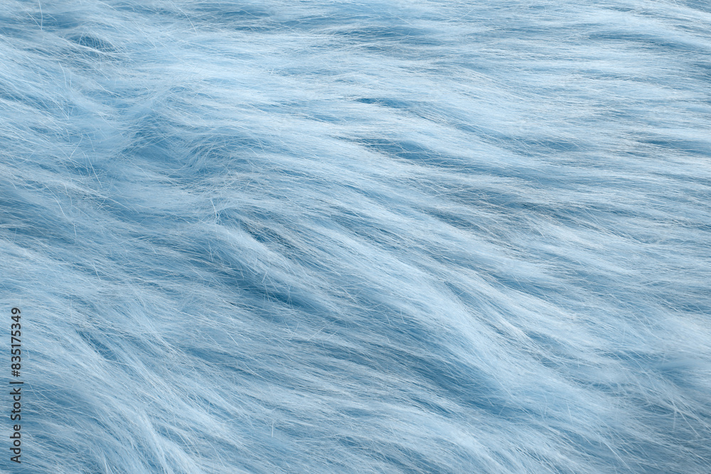 Obraz premium Texture of light blue faux fur as background, closeup