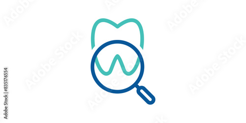 logo design for magnifying glass and teeth, health, dental care,. logo design icon, vector, symbol, creative, idea.