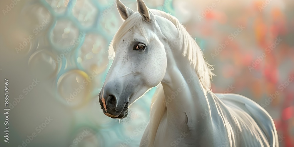 White Horse Wallpaper in K Resolution Featuring Blue Quatrefoil Pattern on Magenta Background. Concept Horse, Wallpaper, White, Blue Quatrefoil Pattern, Magenta Background