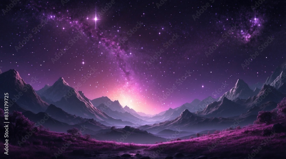 Panoramic wallpaper beautiful view of violet alien planet Panoramic wallpaper beautiful view of violet alien planet
