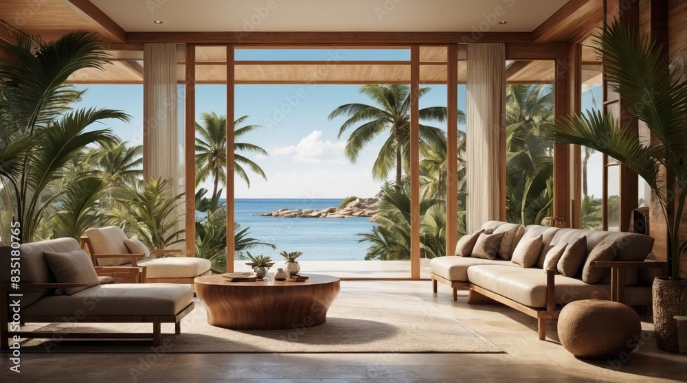 Fototapeta premium Luxury mansion in a beautiful exotic piece of land