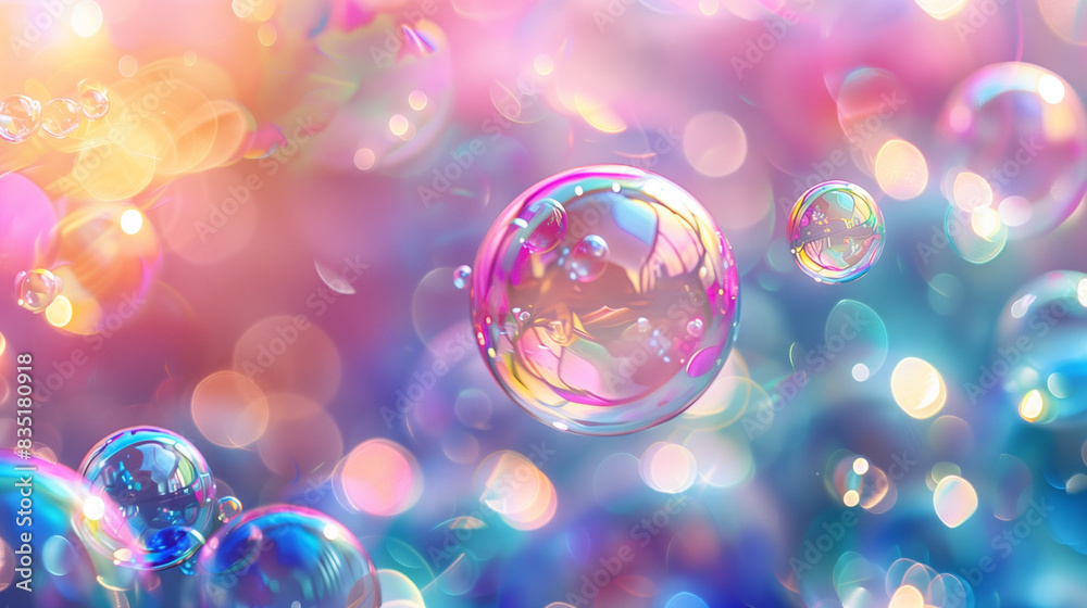 Iridescent Bubbles on the Background Iridescent Bubbles on the Background