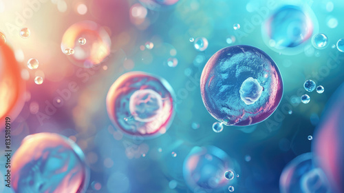 Wallpaper Mural Colorful cells on bokeh background, microscopic view into the biological world Torontodigital.ca