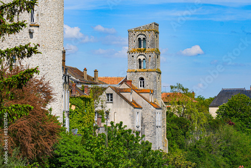 Saint Thugal tower in Château-Landon, a rural village of the Gâtinais in the French department of Seine-et-Marne, France photo