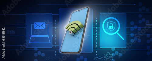 Cuadro en lienzo 3d illustration Transmitter mobile WiFi