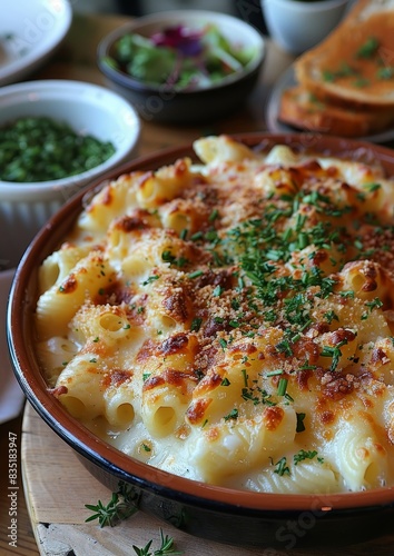 Mac and Cheese - Creamy macaroni with a golden cheese crust. 