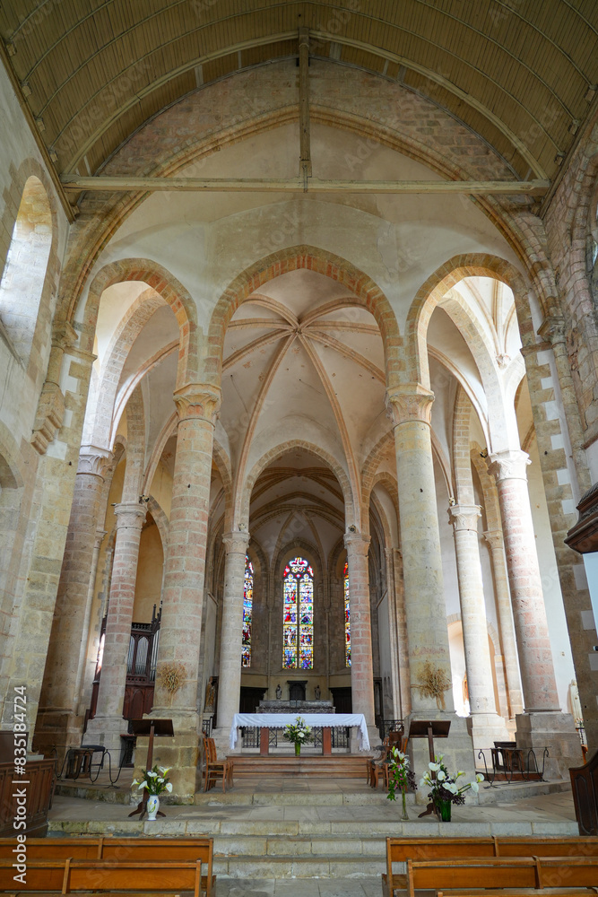 Fototapeta premium Choir of the abbey church of Ferrière-en-Gâtinais in the French department of Loiret, Centre Val de Loire, France