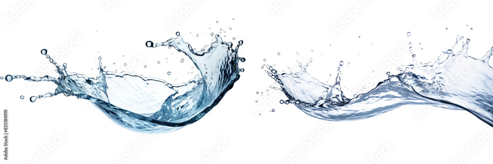 Obraz premium set of splashing water isolated on white or transparent png