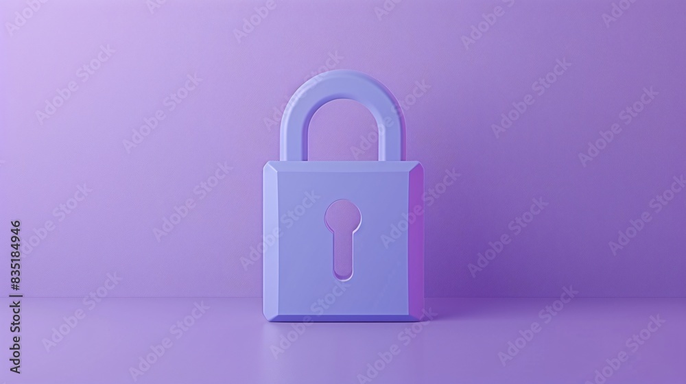 Minimalist purple padlock on a matching background. Perfect for security, privacy, and protection themes in modern design. 3D Illustration. Minimalist purple padlock on a matching background. Perfect for security, privacy, and protection themes in modern design. 3D Illustration.