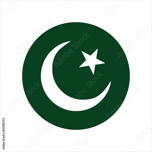 Round circle green and white pakistan flag icon vector illustration design isolated on white background.