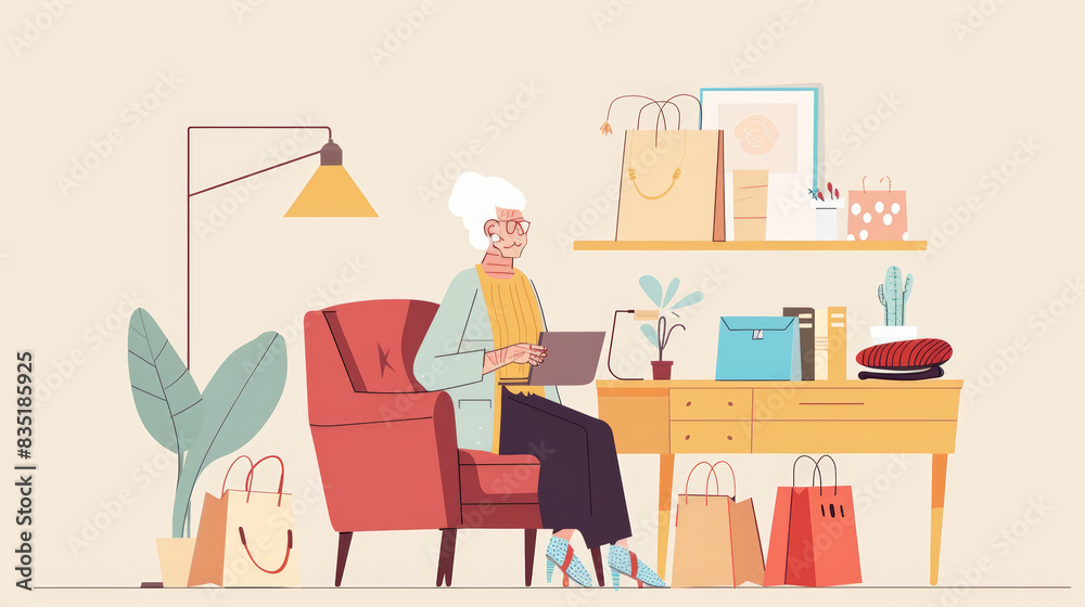 old woman wokring with laptop old woman wokring with laptop