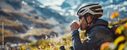 Cyclist Taking a Break Amid...